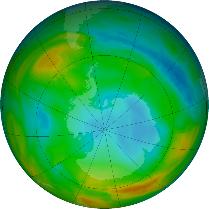 Antarctic ozone map for 19 July 1983